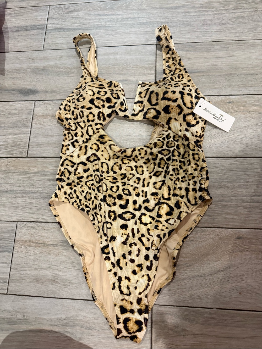 BNWT Women’s Leopard Print One-Piece Swimsuit - Beige